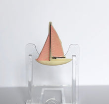 Load image into Gallery viewer, Vintage Early Plastic Pink and Cream Sailing Ship Brooch
