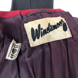 1940s 11011 True Volup Burgundy Wool Coat by Windsmoor - Bust 48" 50"