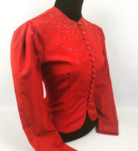 Load image into Gallery viewer, 1940s Red Grosgrain Paste Studded Jacket - B38
