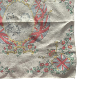 Original 1930's King George VI's Souvenir Hankie in Soft Cotton with Elizabeth and Flags