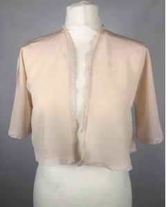 1930s 1940s Pale Peach Rayon Bed Jacket - B36