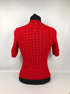 Reproduction 1940s Jumper in Bright Lipstick Red - B 34 36