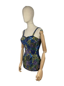 Original 1950's Maidenform Bright Floral Swimsuit - Vintage Swimwear - Bust 36*