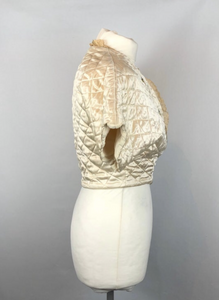 1950s Cream Satin Quilted Bed Jacket by Harrods - B36
