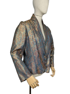 1930s 1940s Gold, Pink and Blue Lame Jacket - Bust 40”