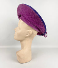 Load image into Gallery viewer, Absolutely Incredible 1940s Two Tone Velvet Hat In Purple and Pink *
