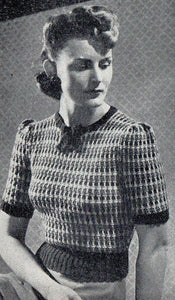 Reproduction 1940s Waffle Stripe Jumper Knitted from a Wartime Pattern - B 35 36 37 38