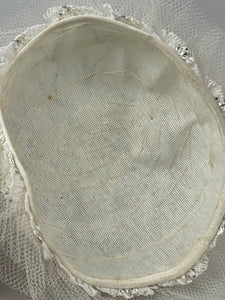 Original 1950’s White Straw Hat with Net and Silver Trim - Fabulous Fifties Hat *