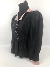 Load image into Gallery viewer, 1940s Black And Pink Fitted Jacket with Pink Glass Buttons - B32
