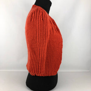 1940s Reproduction Hand Knitted Bolero in Tomato - B34 35 36