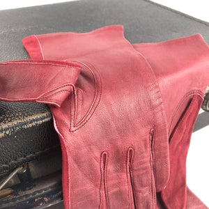 Original 1940s Burgundy Kid Leather Gloves