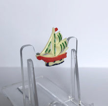Load image into Gallery viewer, Vintage Early Plastic Green Sailing Ship Brooch
