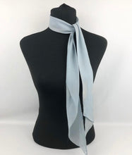 Load image into Gallery viewer, 1930s Powder Blue Chiffon Pointed Scarf - 1930s Cravat - Makes a Good Belt
