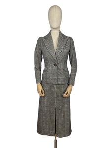 Wounded But Wearable Original 1930's Blue, Brown and Cream Check Suit - Bust 32 33