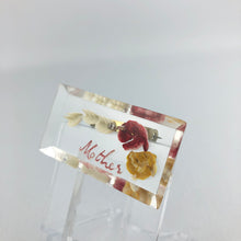 Load image into Gallery viewer, Original 1940s 1950s Rectangular Reverse Carved Lucite Mother Brooch with Flowers *
